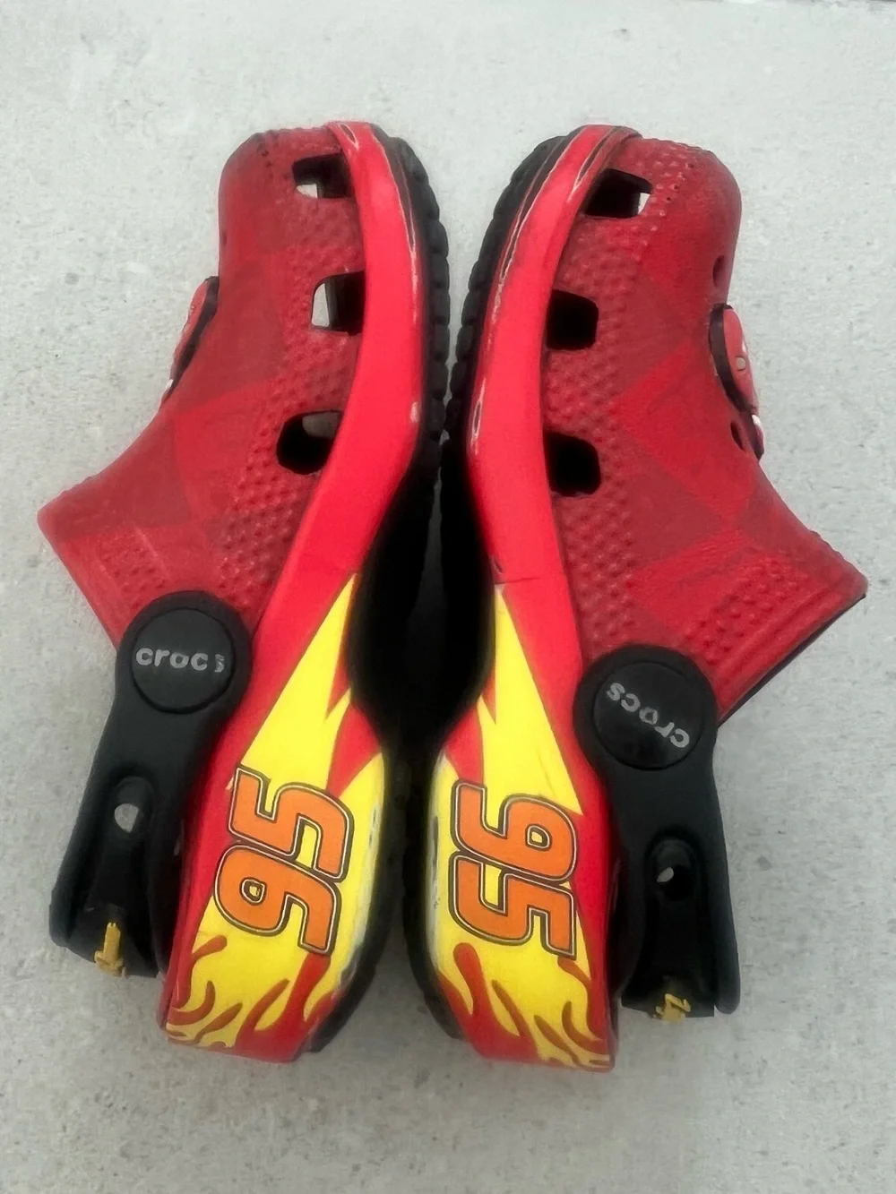 CROCS Red Kids Clogs with Lightning Car Character